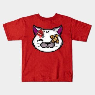 white kitty brain out Kids T-Shirt